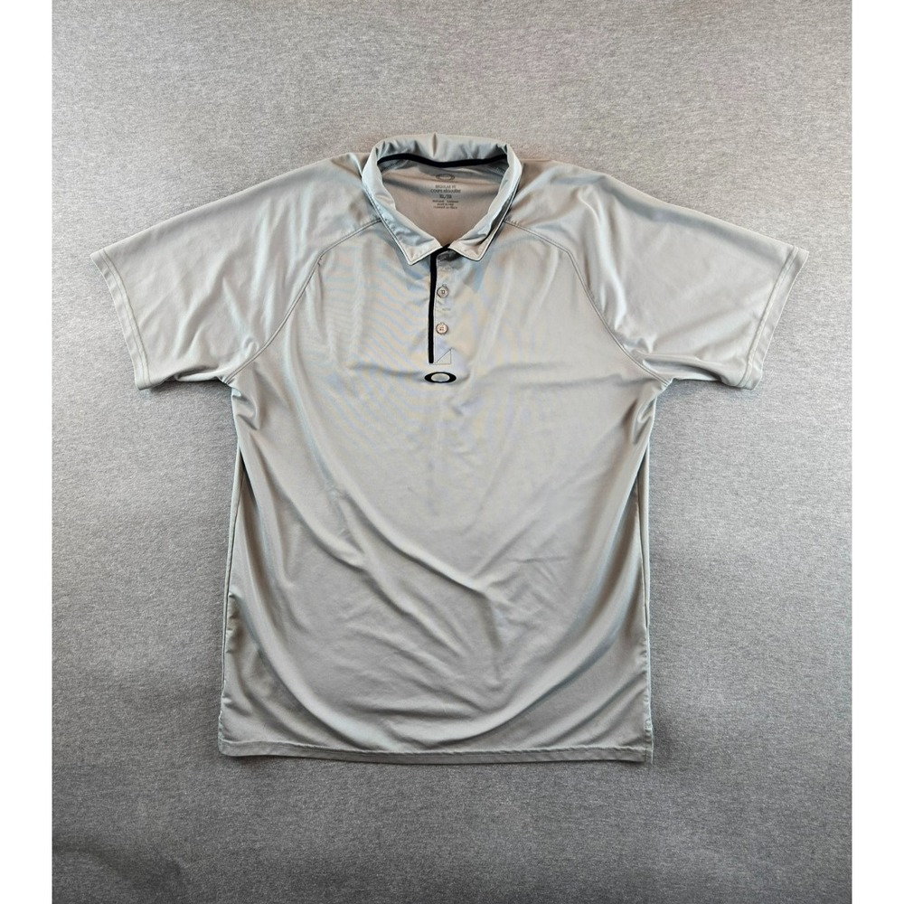 Vintage Y2K Oakley Polo Shirt Mens XL Gray Short Sleeve Embroidered Center Logo